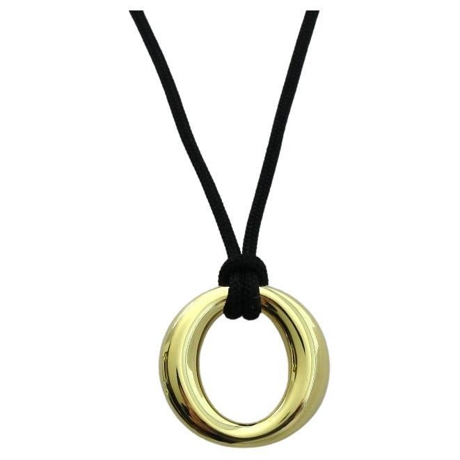 TIFFANY & Co. 18K Gold Elsa Peretti 24mm Wide Sevillana Pendant Necklace For Sale