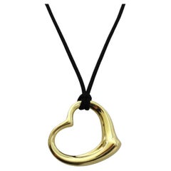 TIFFANY & Co. 18K Gold Elsa Peretti 36mm Open Heart Pendant Necklace