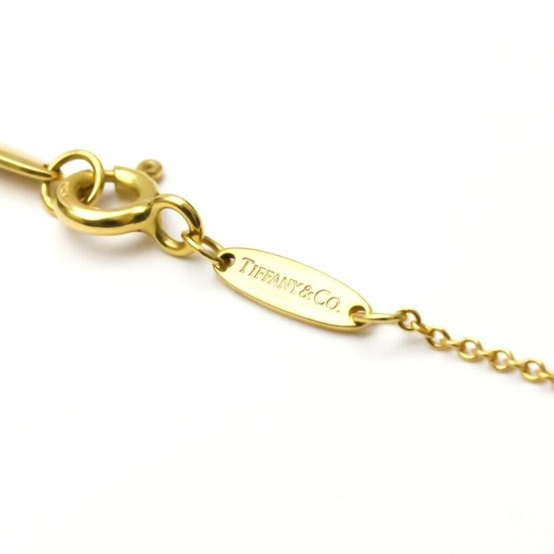 TIFFANY & Co. Elsa Peretti 18K Gold 5 Diamond 16mm Open Heart Pendant Necklace  1