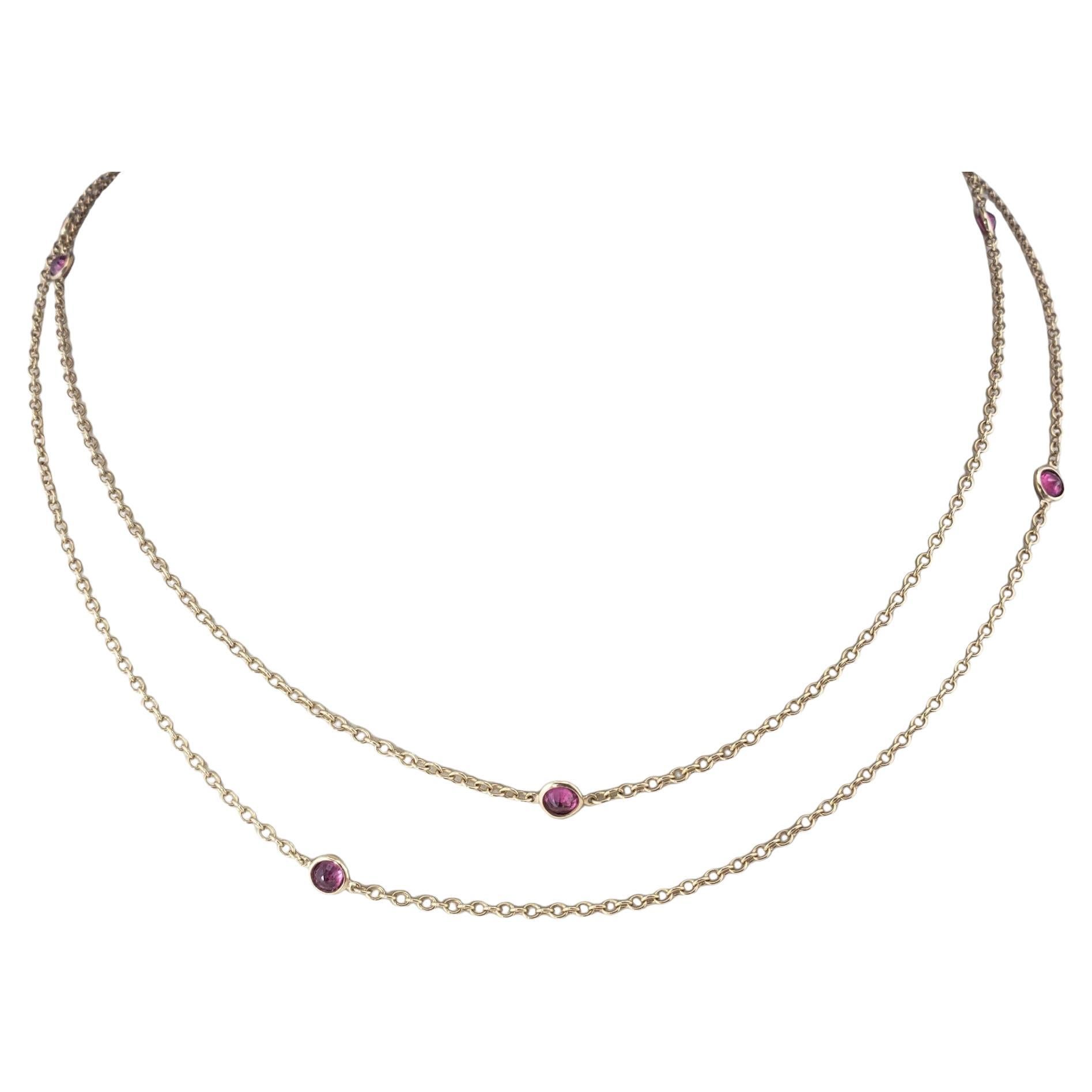 Tiffany & Co. 18K Gold Elsa Peretti Color by the Yard Ruby Necklace #17225 For Sale