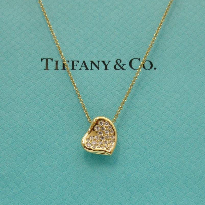 TIFFANY & Co. 18 Karat Gold Elsa Peretti Diamant-Halskette mit Vollherz-Anhänger im Zustand „Hervorragend“ in Los Angeles, CA