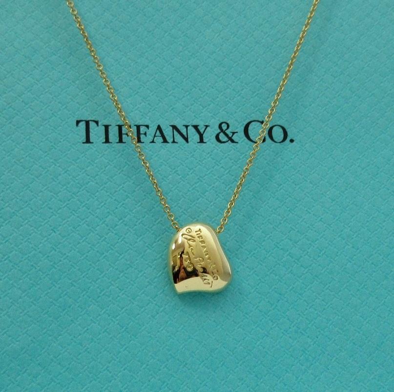 TIFFANY & Co. 18 Karat Gold Elsa Peretti Diamant-Halskette mit Vollherz-Anhänger 1