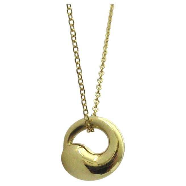 Tiffany and Co. 18k Gold Elsa Peretti Round Pendant Necklace For Sale ...