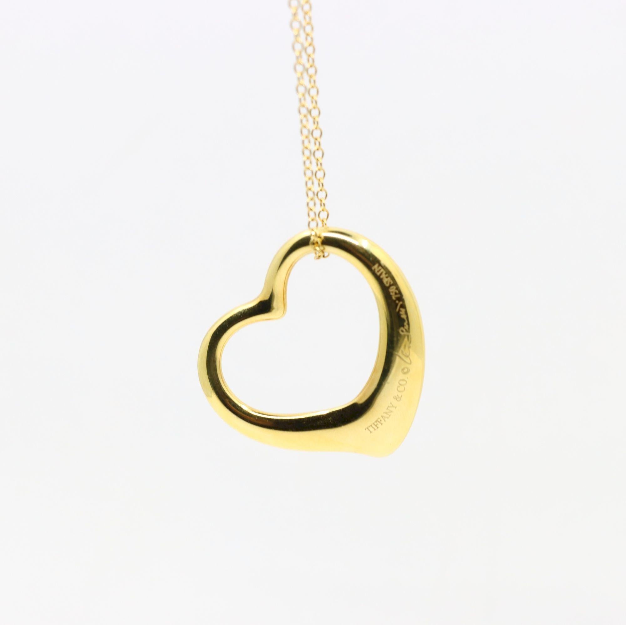 Tiffany & Co., collier pendentif Elsa Peretti Open Heart en or 18 carats en vente 1