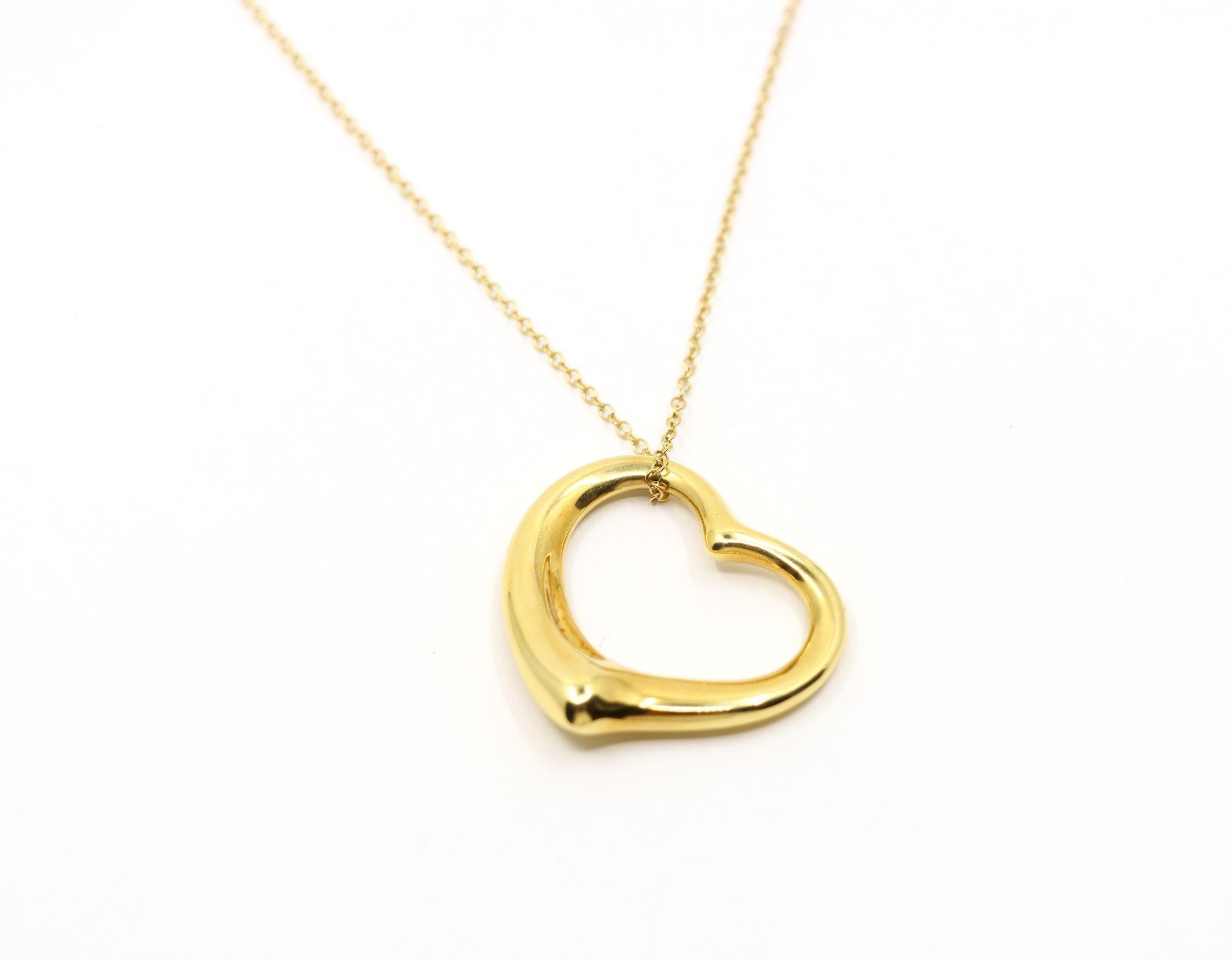 Tiffany & Co., collier pendentif Elsa Peretti Open Heart en or 18 carats en vente 2