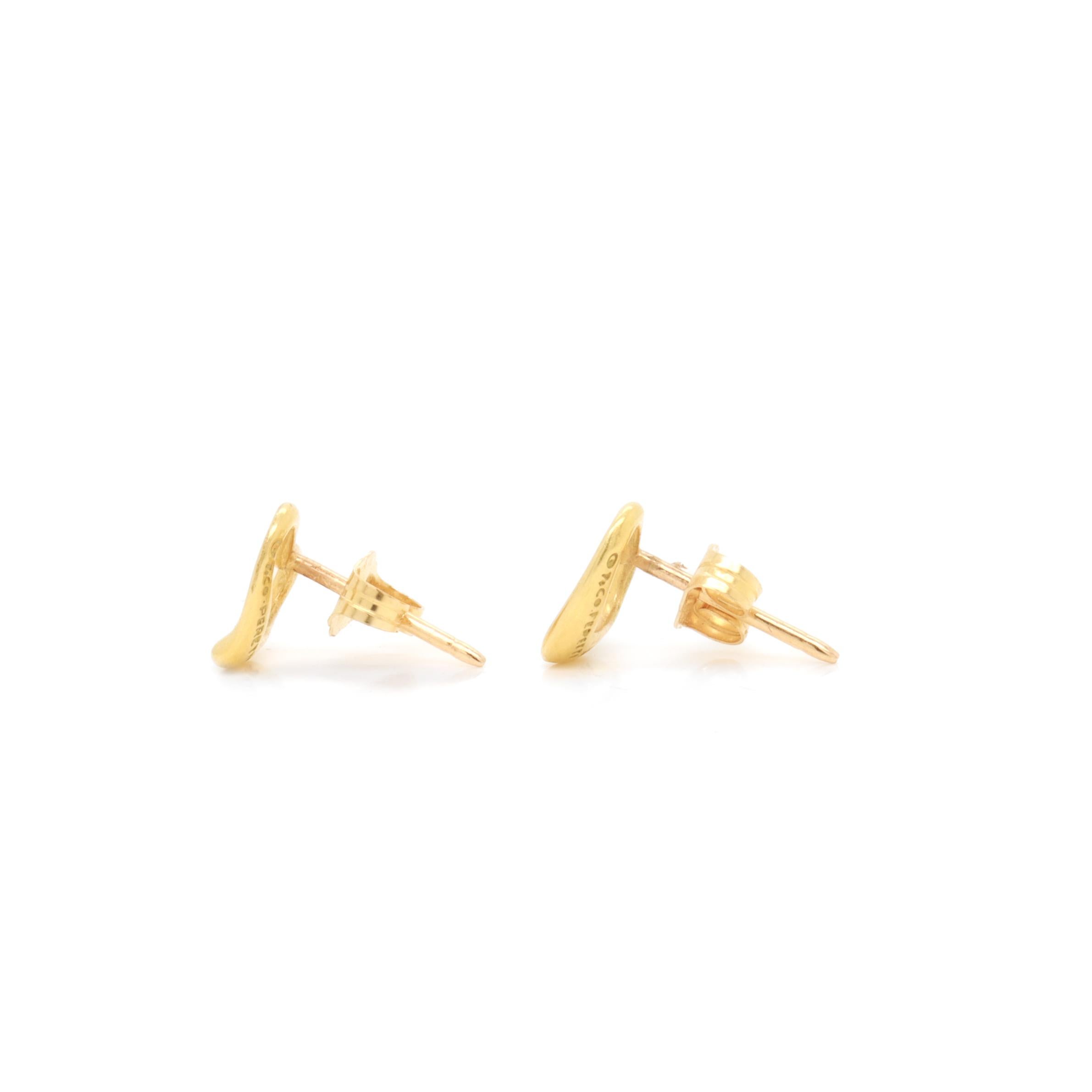 Tiffany & Co. 18K Gold Elsa Peretti Open Heart Stud Earrings For Sale 5
