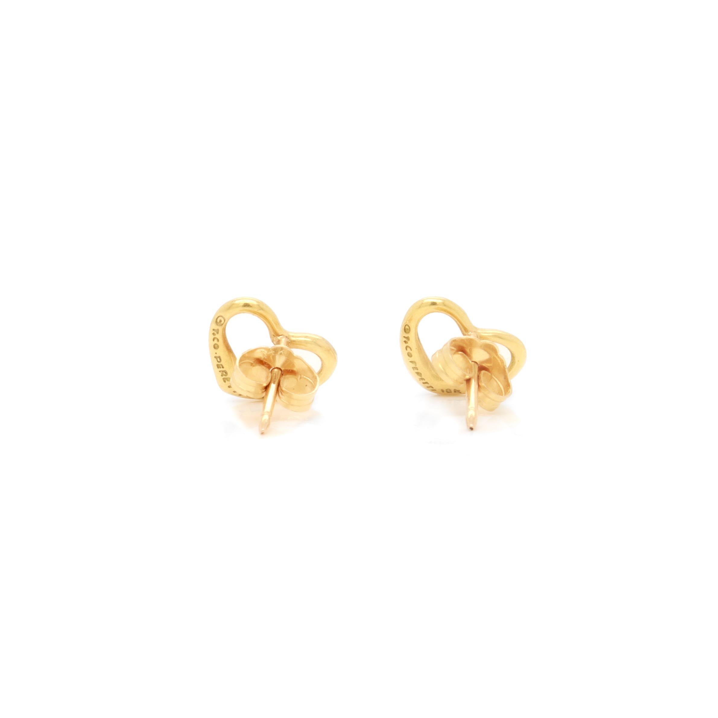 Tiffany & Co. 18K Gold Elsa Peretti Open Heart Stud Earrings For Sale 6
