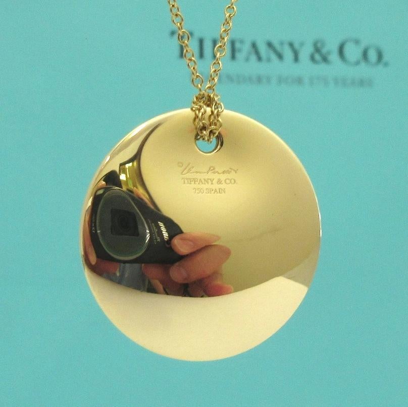 TIFFANY & Co. Elsa Peretti 18K Gold 24mm Round Pendant Necklace 2