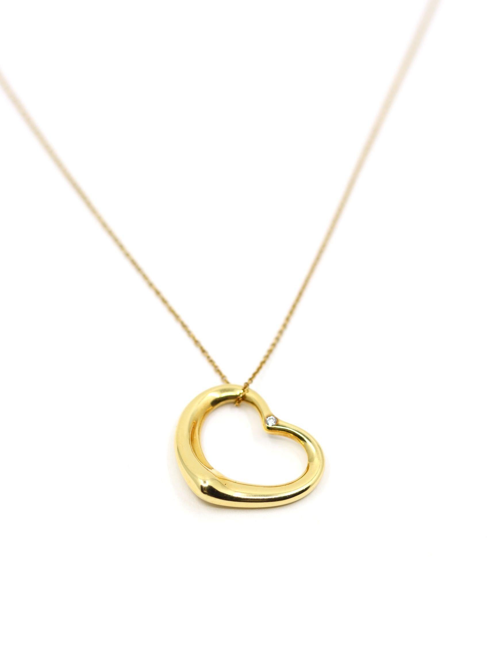 Taille brillant Tiffany & Co Collier à pendentif en forme de cœur en or 18K Elsa Perreti Diamonds en vente
