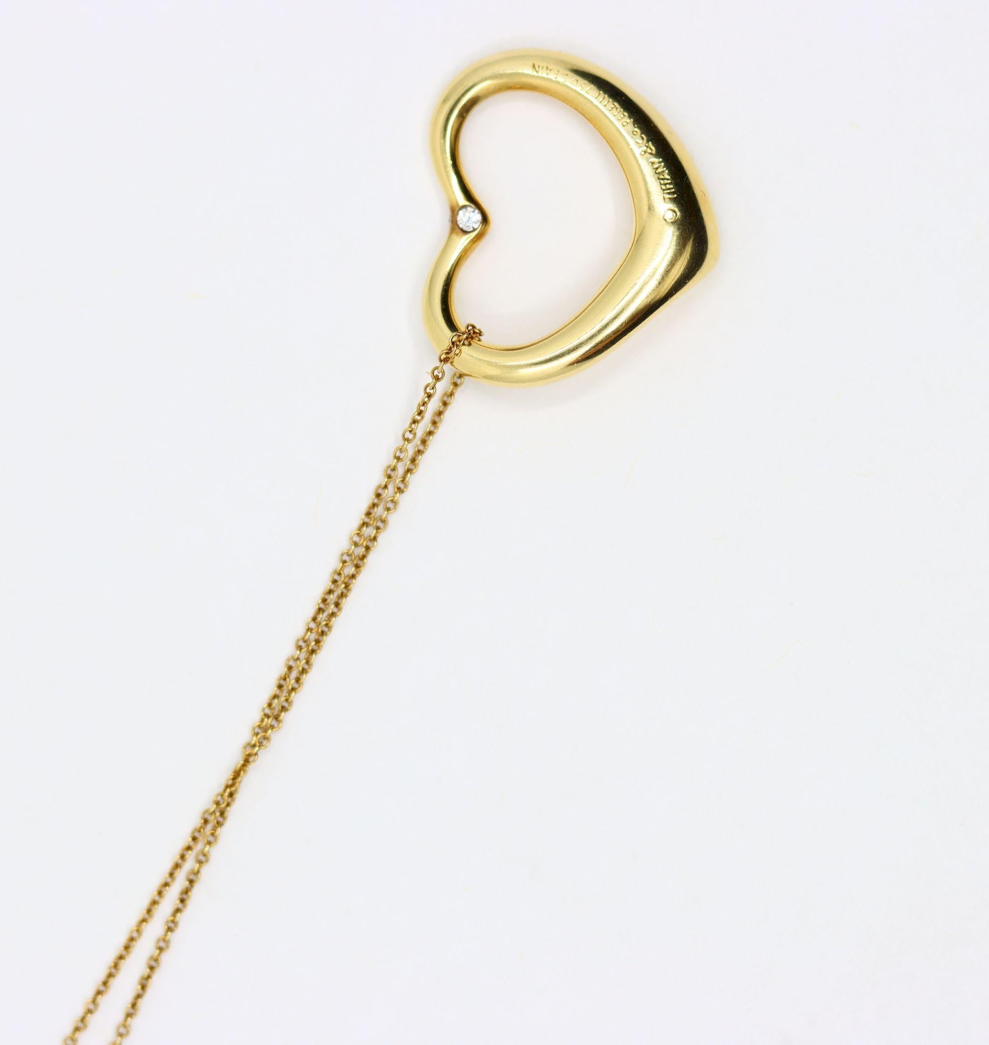 Tiffany & Co Collier à pendentif en forme de cœur en or 18K Elsa Perreti Diamonds en vente 3
