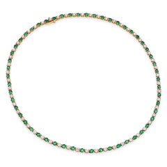 Tiffany & Co. 18k Gold Emerald and Diamond Tennis Necklace