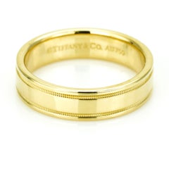 Tiffany & Co. 18 Karat Gold Essential Band Double Milgrain Ring