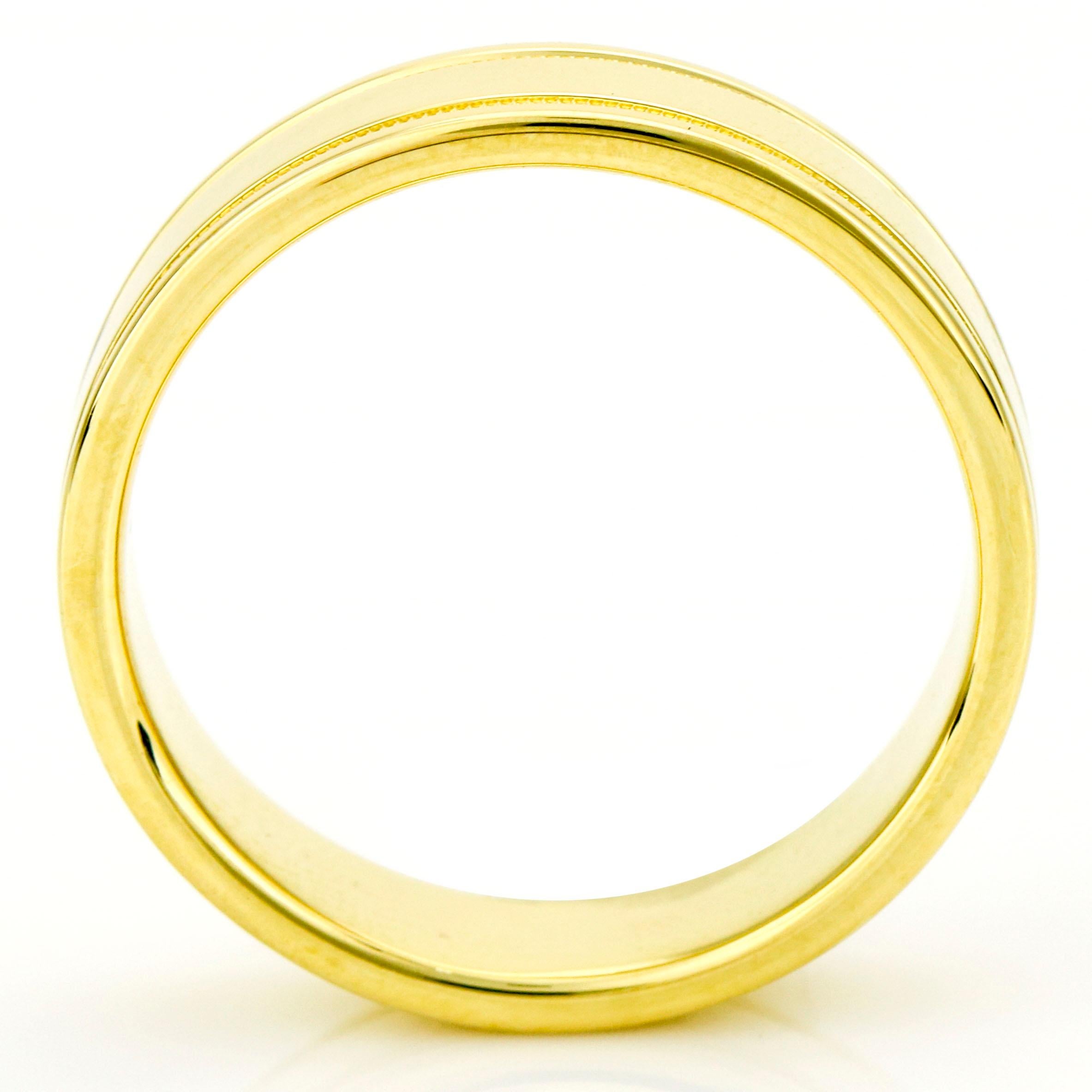 Contemporary Tiffany & Co. 18 Karat Gold Essential Band Double Milgrain Ring For Sale