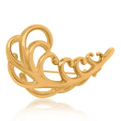 Tiffany & Co. 18 Karat Gold Feather Brooch
