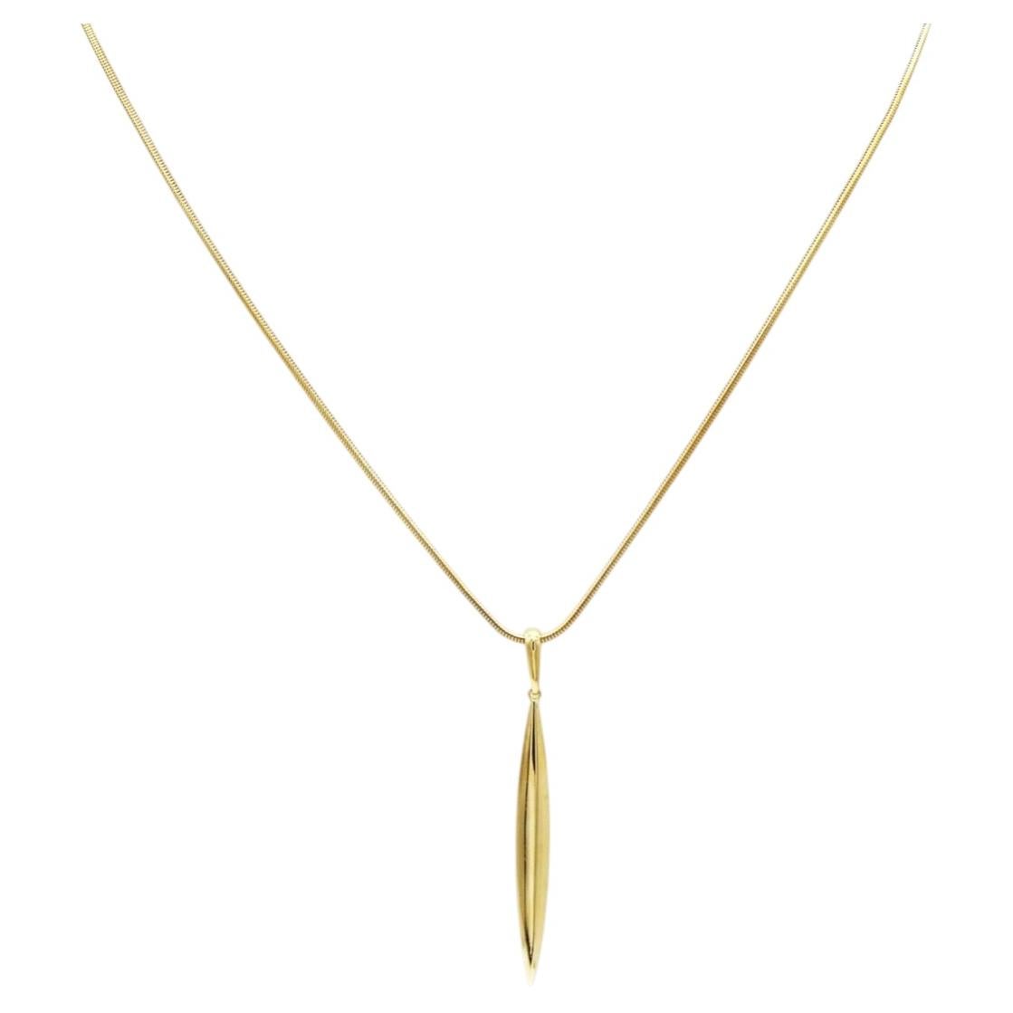 TIFFANY & Co. 18K Gold Feather Pendant Necklace