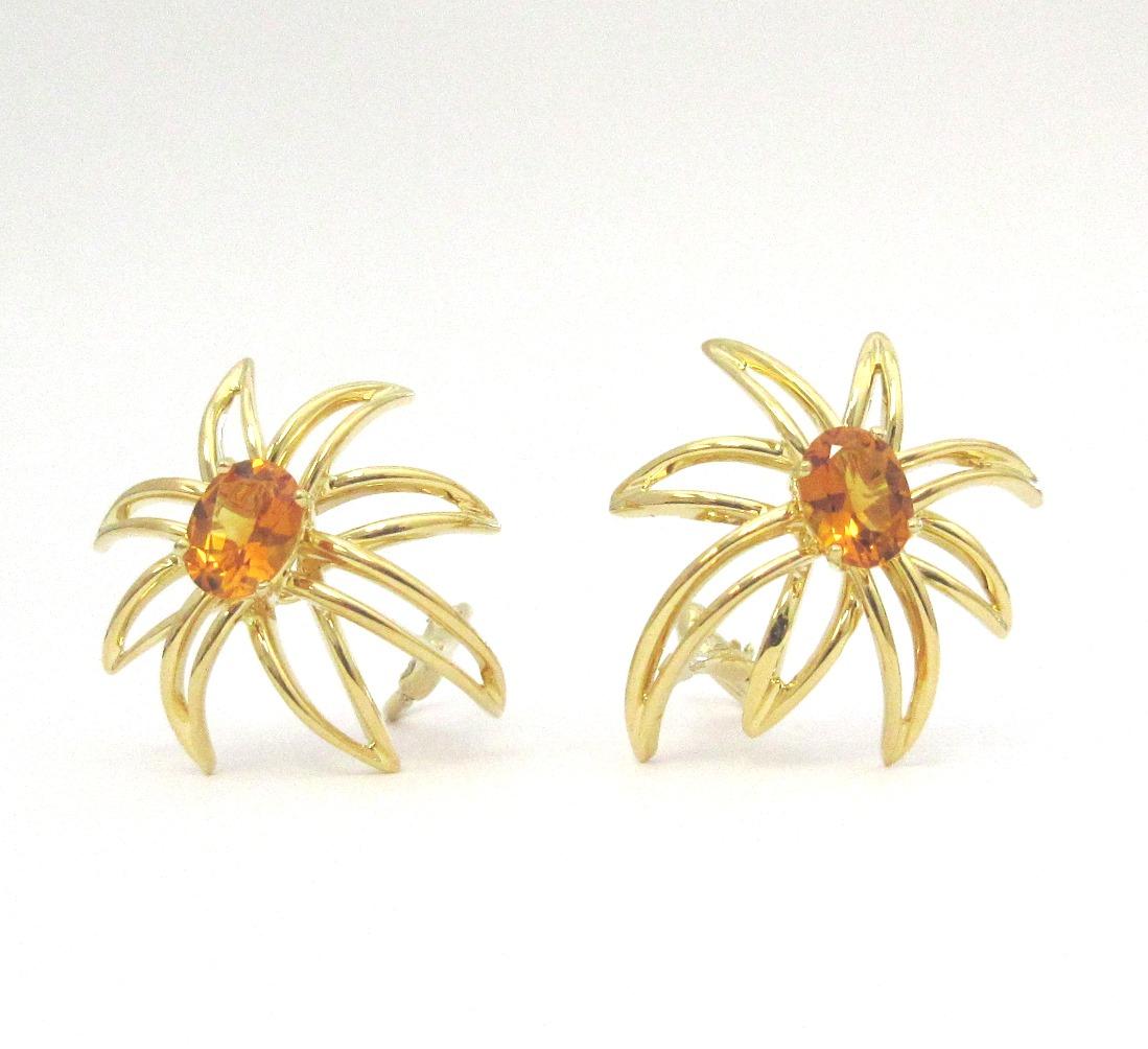 Women's TIFFANY & Co. 18K Gold Fireworks Citrine Earrings For Sale