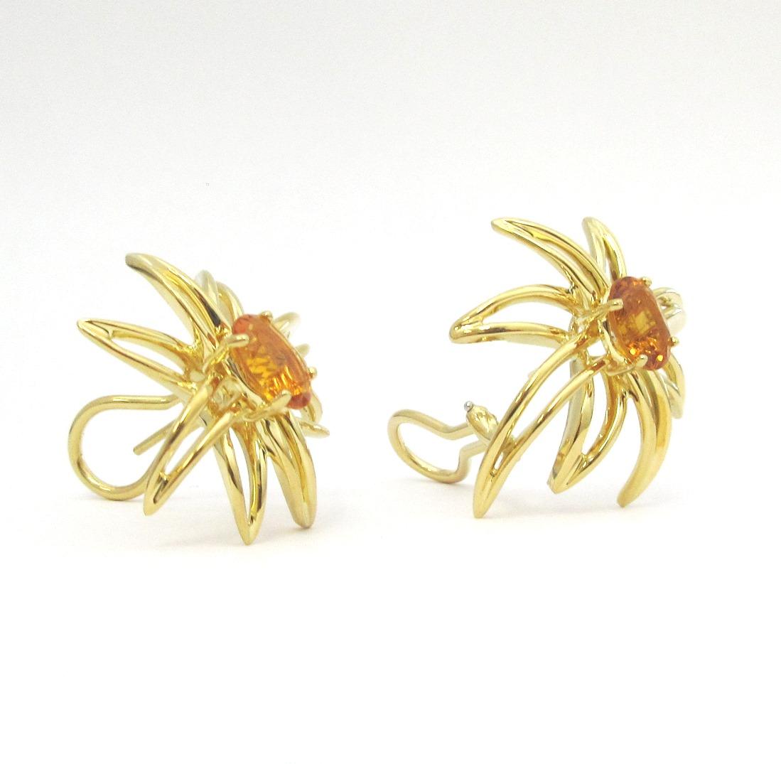 TIFFANY & Co. 18K Gold Fireworks Citrine Earrings For Sale 1