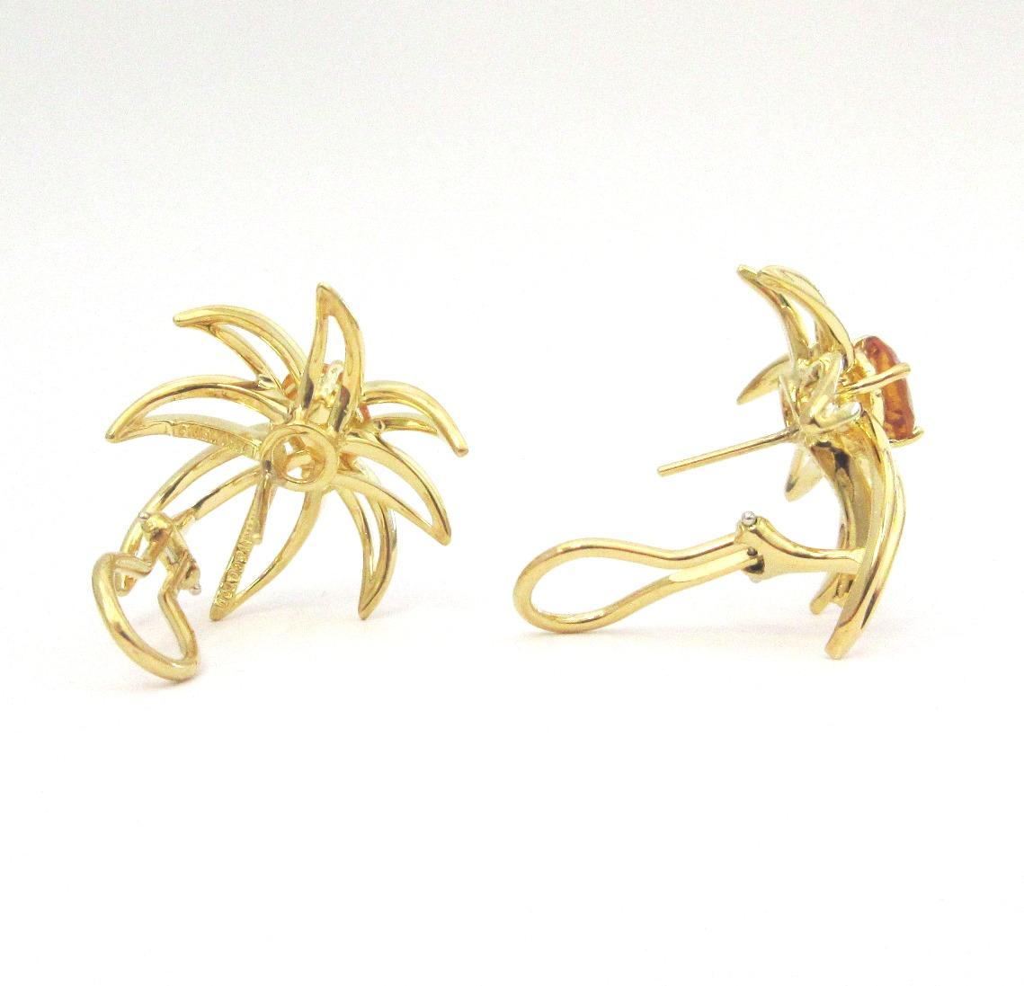 TIFFANY & Co. 18K Gold Fireworks Citrine Earrings For Sale 2