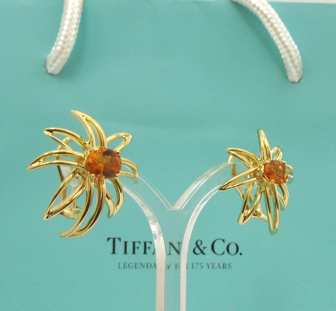 TIFFANY & Co. 18K Gold Fireworks Citrine Earrings For Sale 3