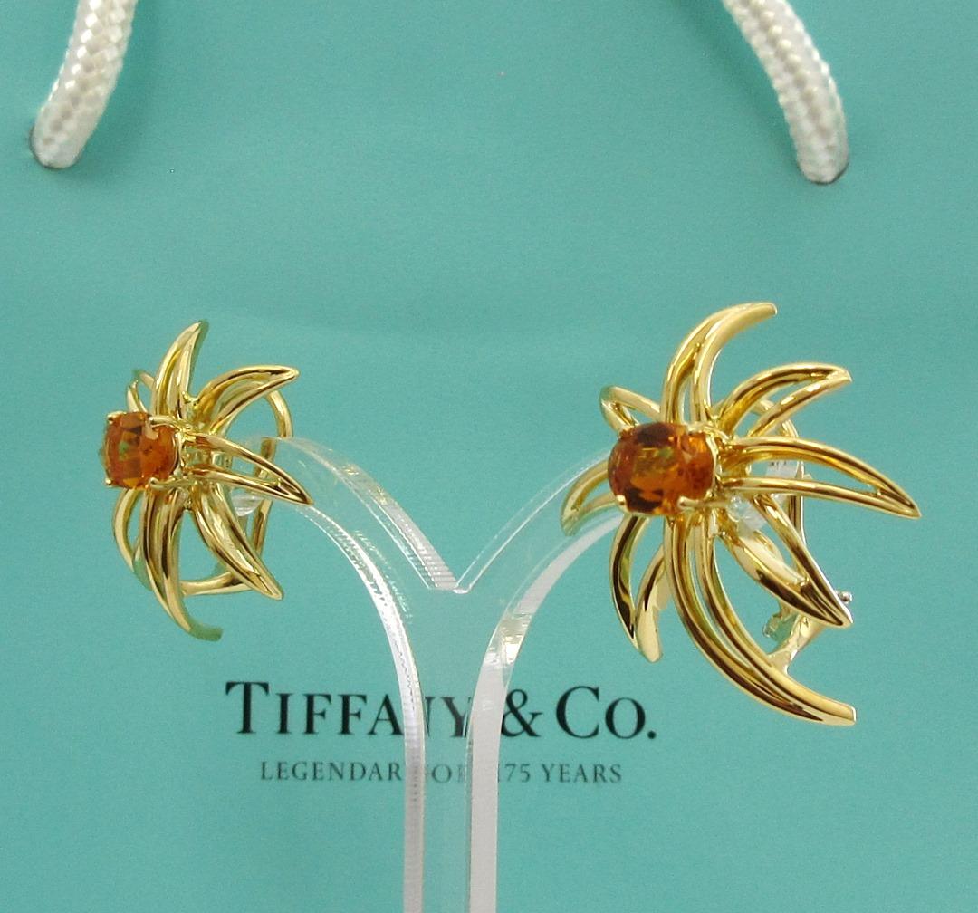 TIFFANY & Co. 18K Gold Fireworks Citrine Earrings For Sale 4