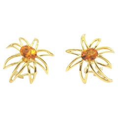 Vintage TIFFANY & Co. 18K Gold Fireworks Citrine Earrings