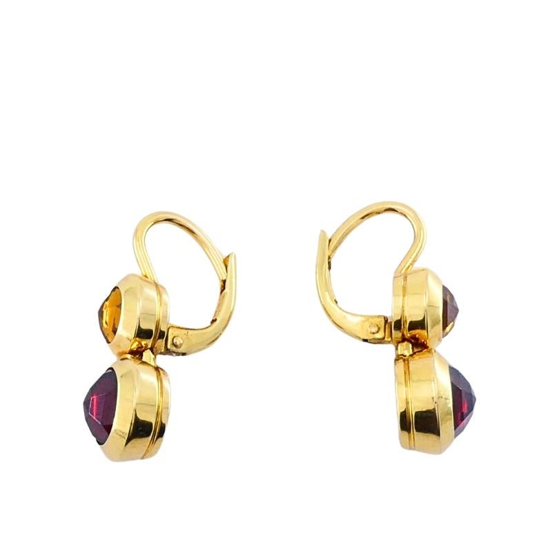 Taglio rotondo Tiffany & Co. 18k  Orecchini pendenti in oro con granato e citrino in vendita