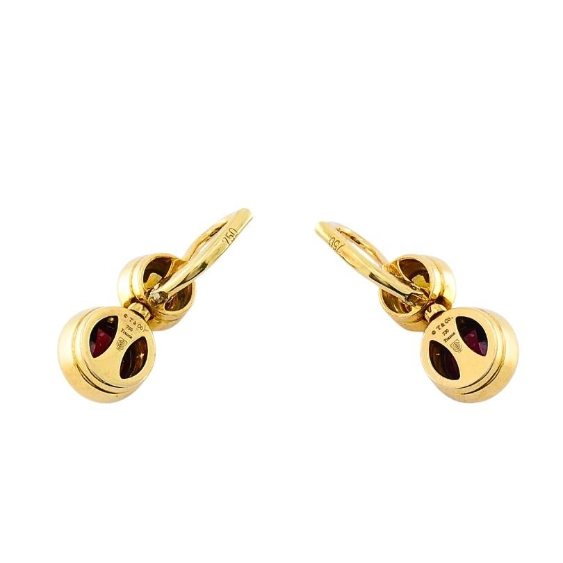 Tiffany & Co. 18k  Orecchini pendenti in oro con granato e citrino in vendita 3