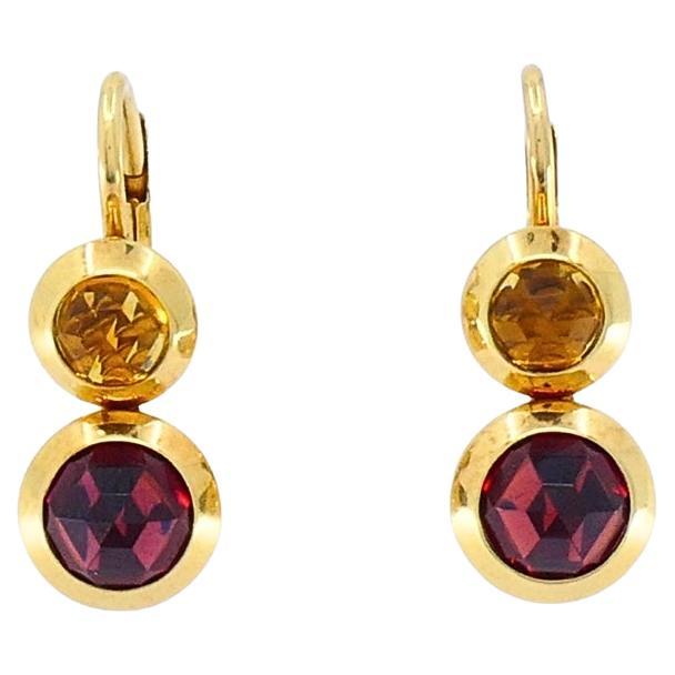 Tiffany & Co. 18k  Orecchini pendenti in oro con granato e citrino in vendita