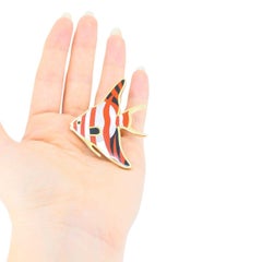 Tiffany & Co. 18k Gold Gemstone Angel Fish Brooch