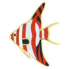 Tiffany & Co. 18k Gold Gemstone Angel Fish Brooch