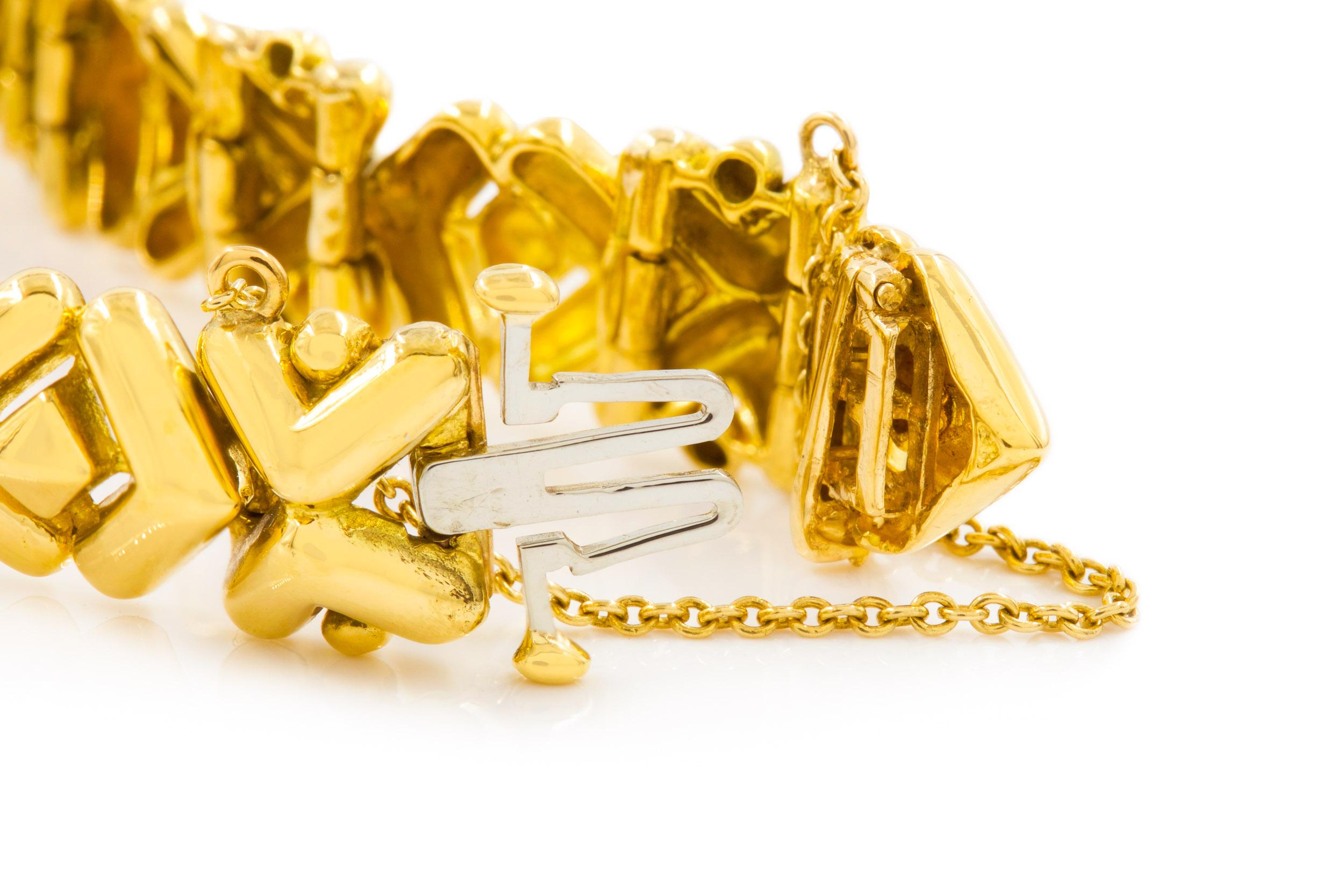 Tiffany & Co. 18k Gold Geometric x & O Link Bracelet 2