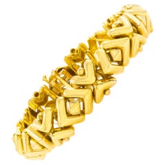 Geometrisches x & O-Gliederarmband von Tiffany & Co., 18 Karat Gold