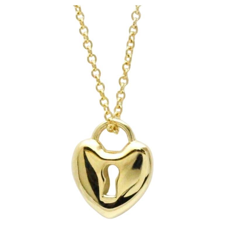 TIFFANY & Co. 18K Gold Heart Lock Pendant Necklace For Sale