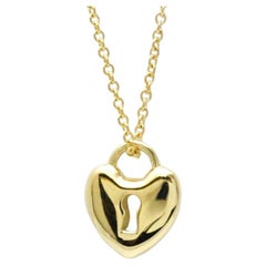 Vintage TIFFANY & Co. 18K Gold Heart Lock Pendant Necklace