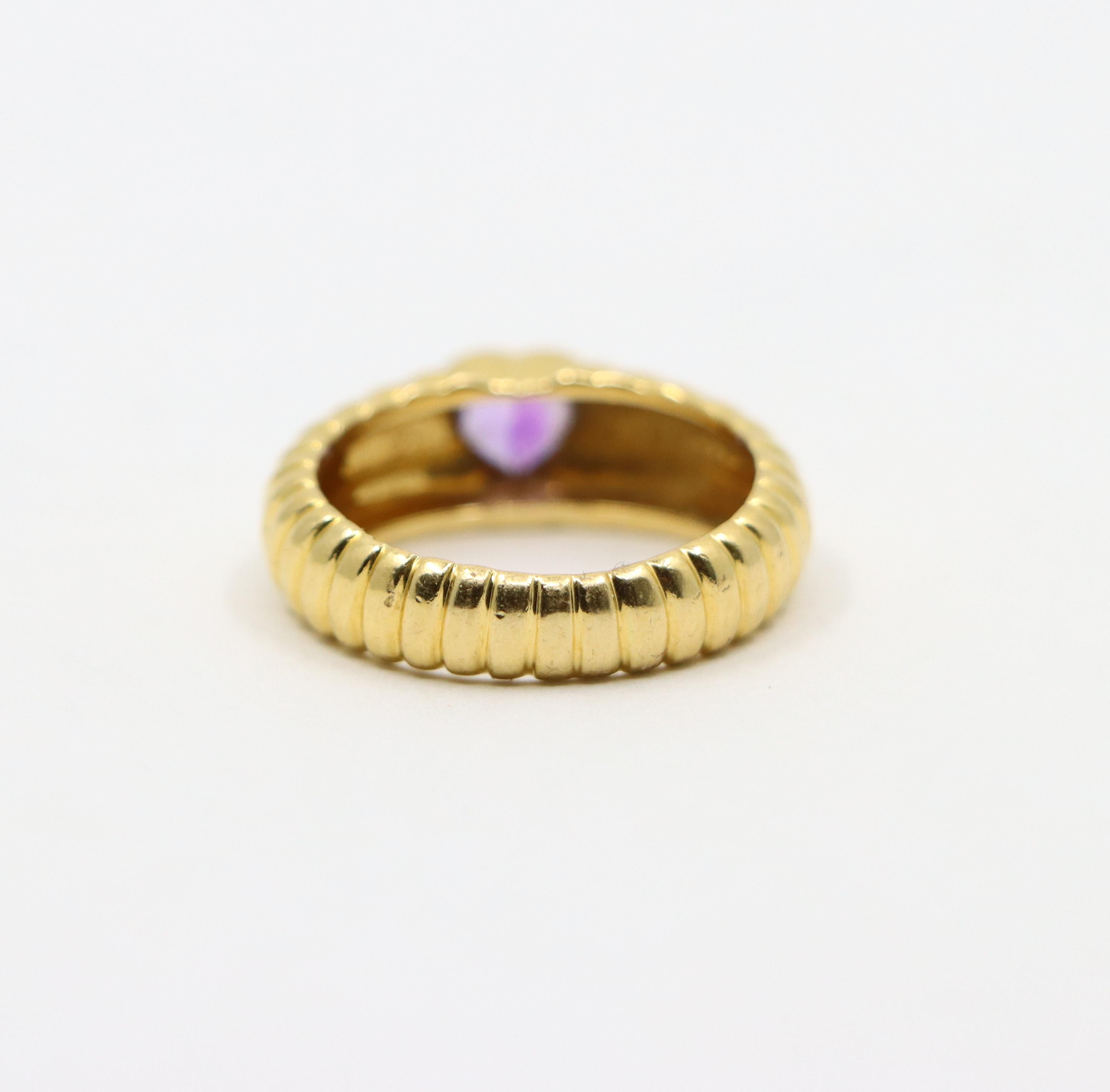 Women's or Men's Tiffany & Co. 18K Gold Heart Shape Cut Amethyst Ring