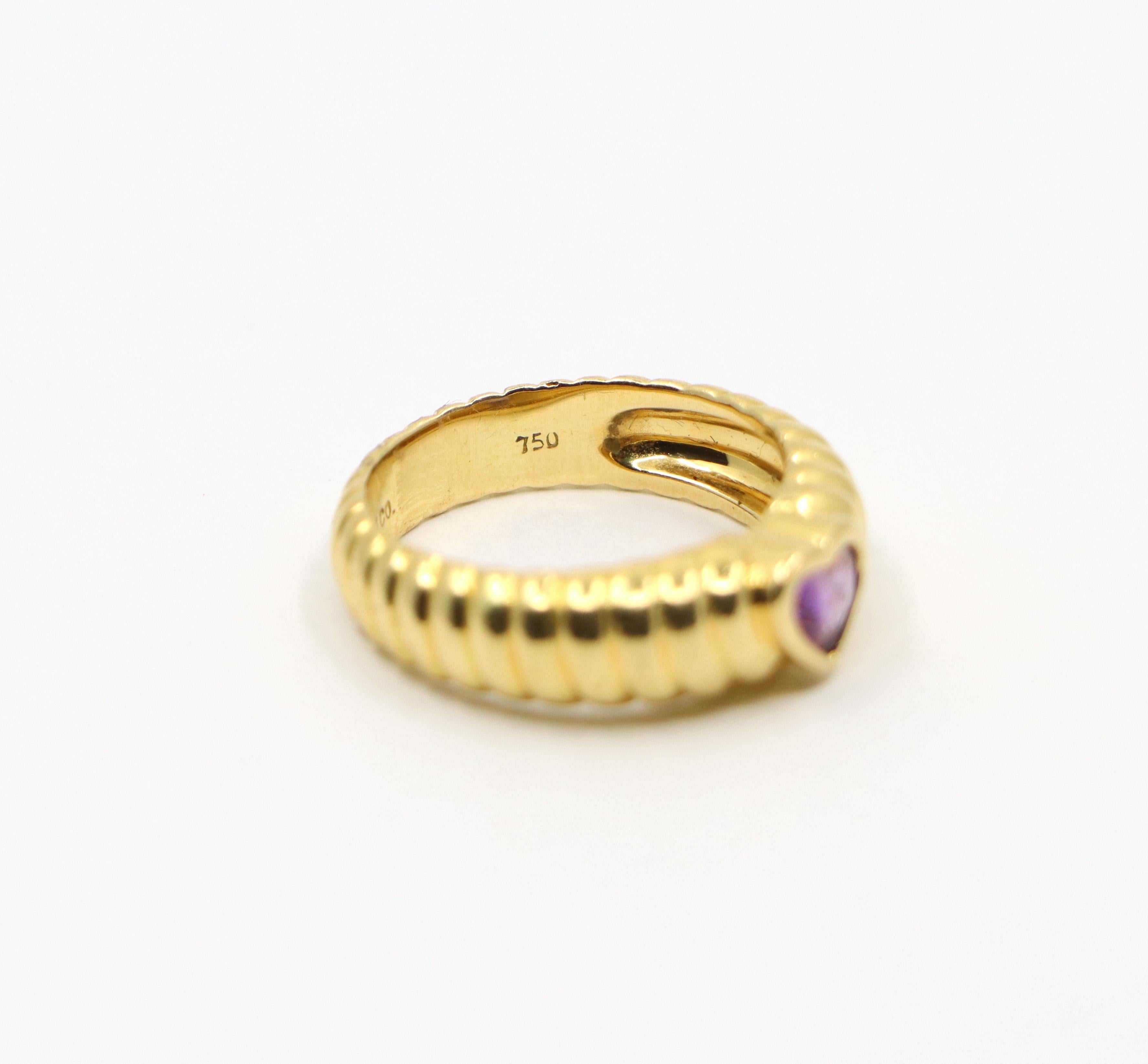 Tiffany & Co. 18K Gold Heart Shape Cut Amethyst Ring 4