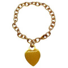 TIFFANY & Co. 18K Gold Heart Tag Charm Bracelet 7"