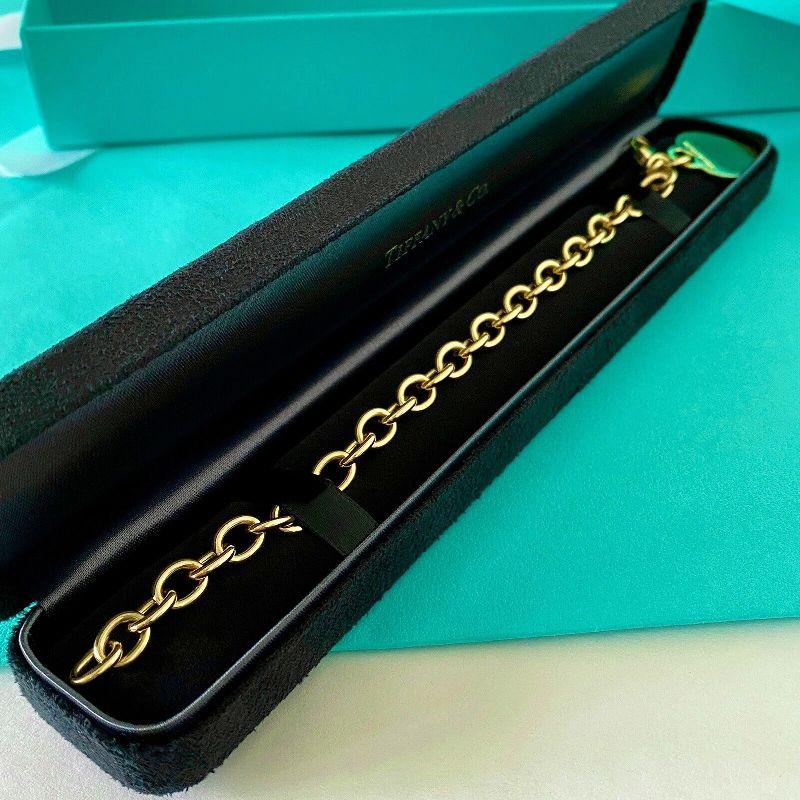 Women's TIFFANY & Co. 18K Gold Heart Tag Charm Bracelet 7.25