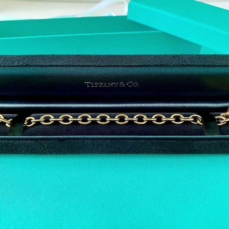 TIFFANY & Co. 18K Gold Heart Tag Charm Bracelet 7.75