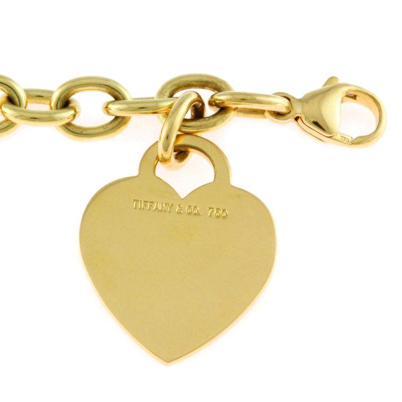 TIFFANY & Co. 18K Gold Herz-Tag-Charm-Armband im Zustand „Hervorragend“ im Angebot in Los Angeles, CA