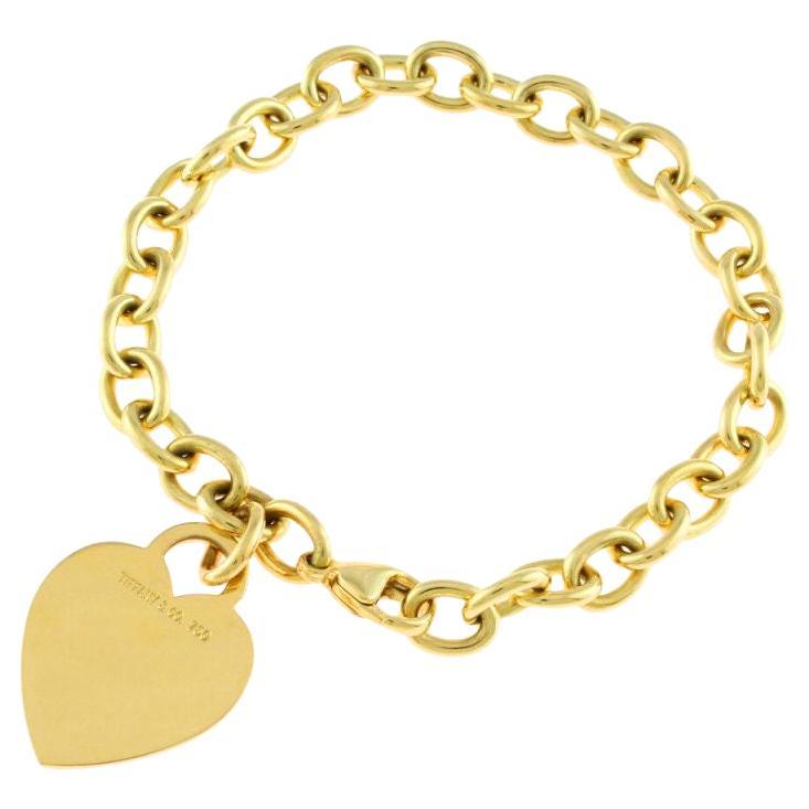 TIFFANY & Co. 18K Gold Heart Tag Charm Bracelet