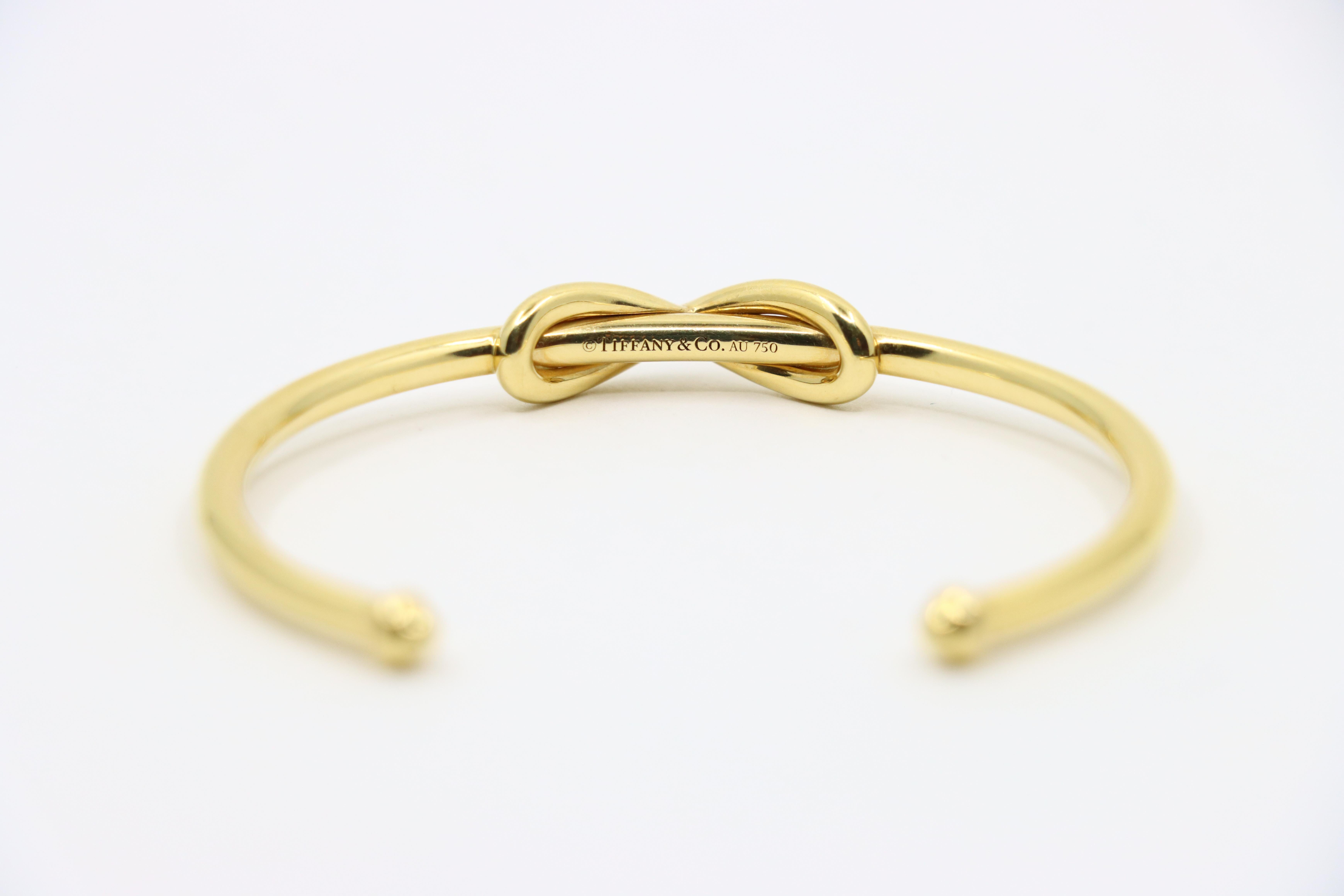 Tiffany & Co. 18K Gold Infinity Cuff Bracelet For Sale 4