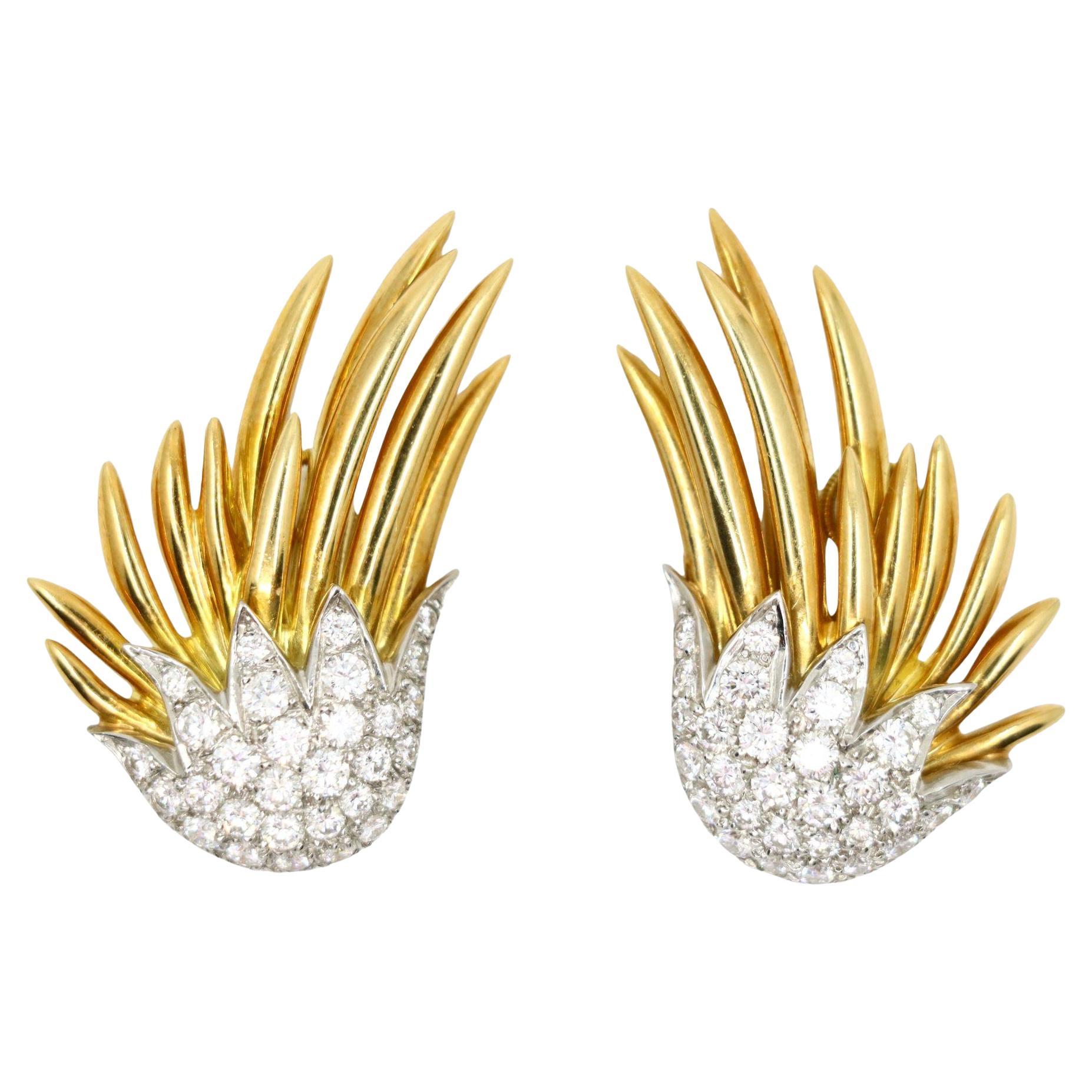 Tiffany & Co. 18K Gold Jean Schlumberger Flame Earrings