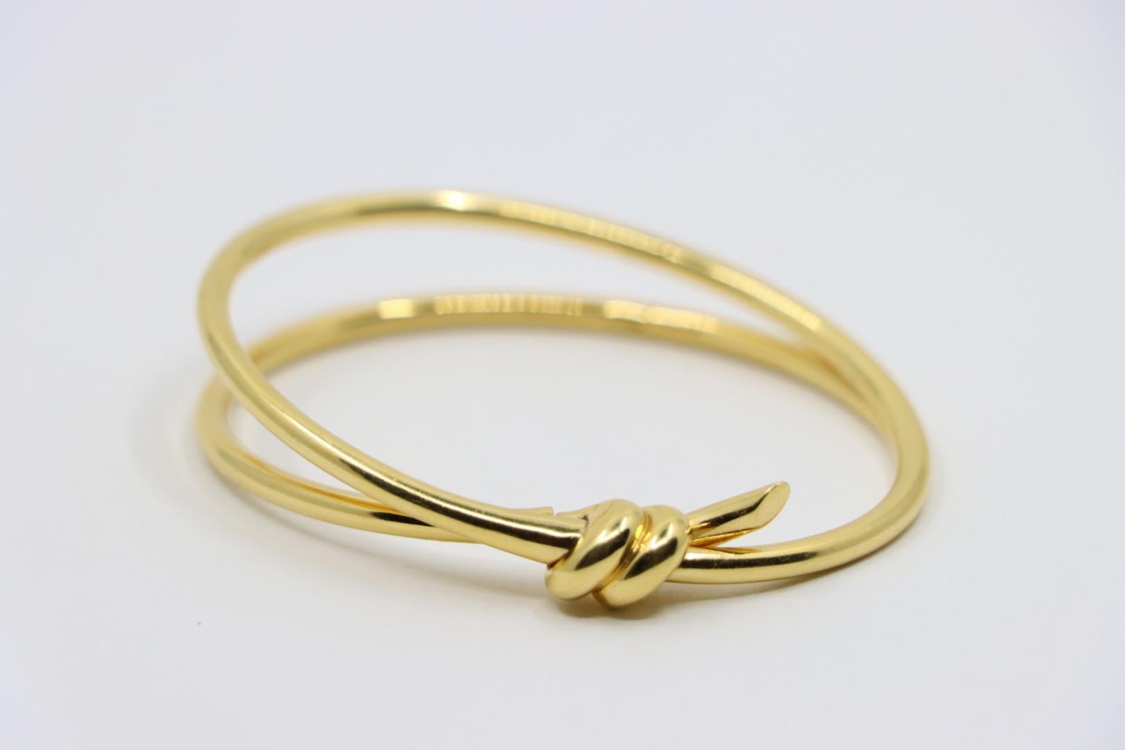 Tiffany & Co. 18K Gold Knot Double Row Hinged Bangle 3