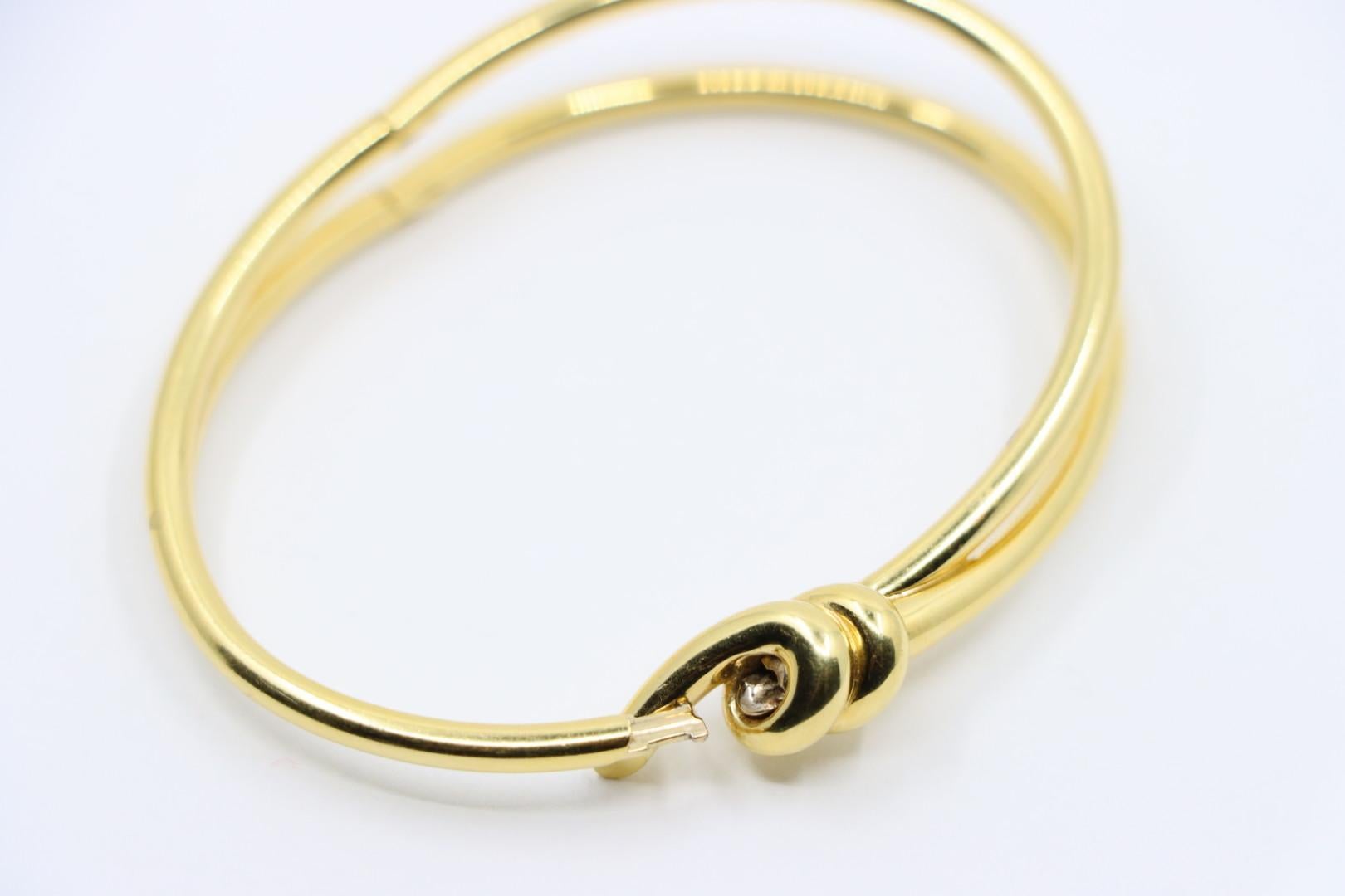 Tiffany & Co. 18K Gold Knot Double Row Hinged Bangle 4