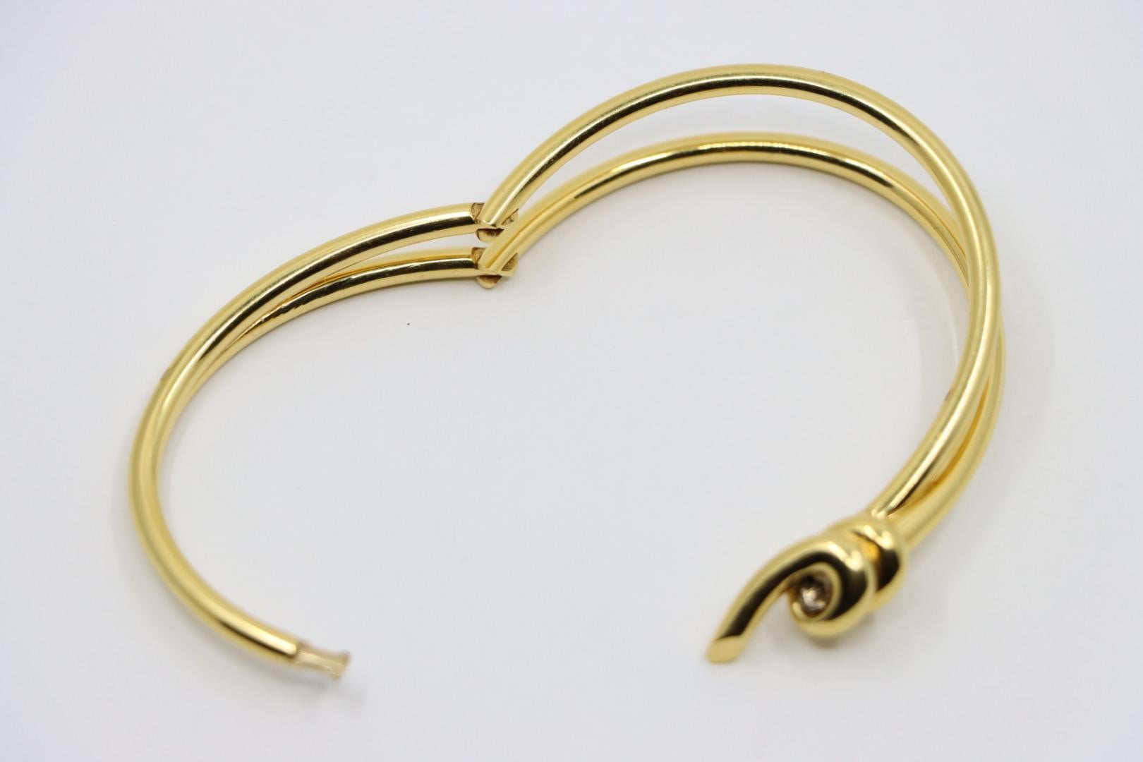 Tiffany & Co. 18K Gold Knot Double Row Hinged Bangle 5