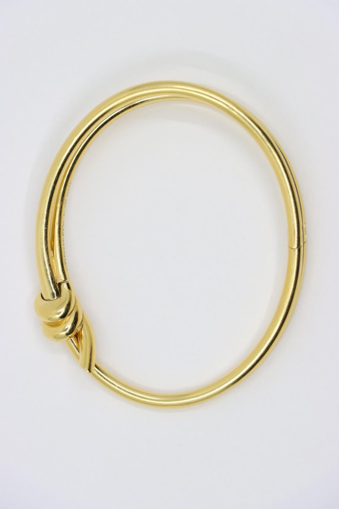 Tiffany & Co. 18K Gold Knot Double Row Hinged Bangle 6