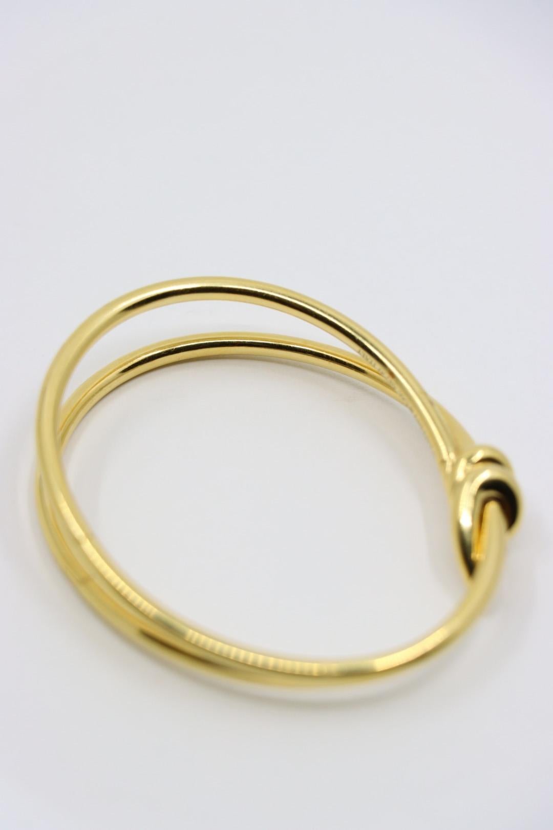 Tiffany & Co. 18K Gold Knot Double Row Hinged Bangle 7