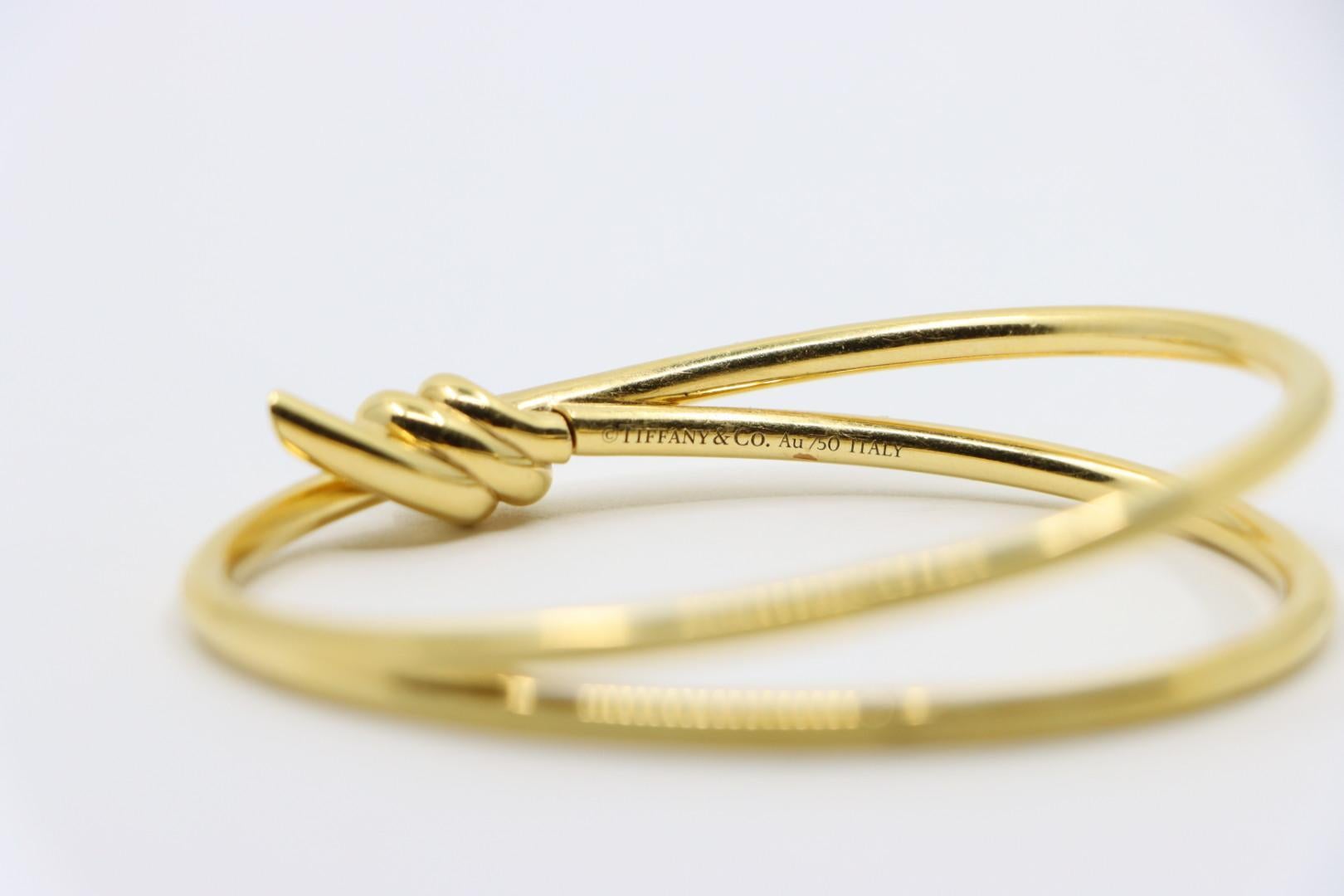 Women's or Men's Tiffany & Co. 18K Gold Knot Double Row Hinged Bangle
