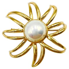 Tiffany & Co. 18k Gold Mabe Pearl Fireworks Brooch